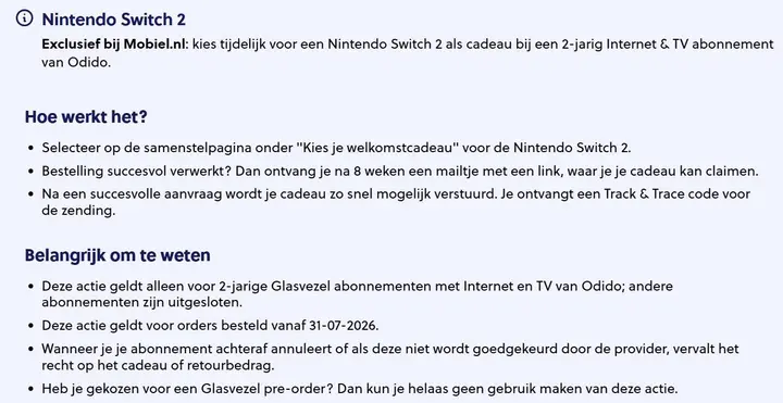 promotion odido sur Mobiel.nl